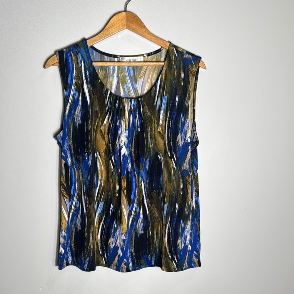 Jones Studio‎ Blue and Black Sleeveless Tank Top